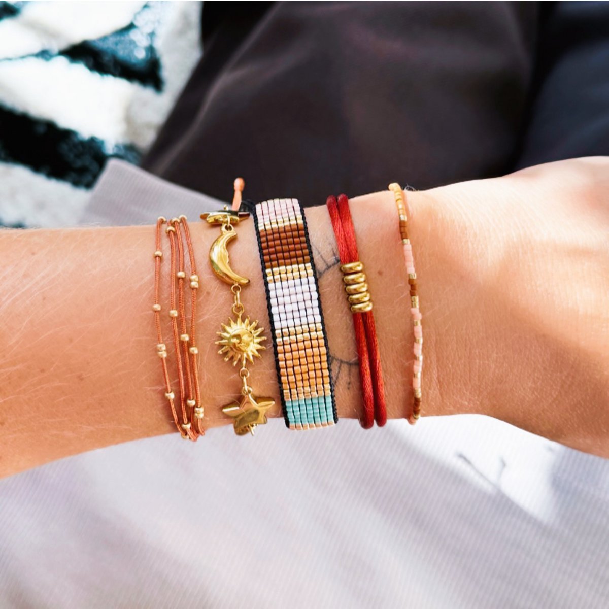 BAZOU Link armband met zon, maan en ster