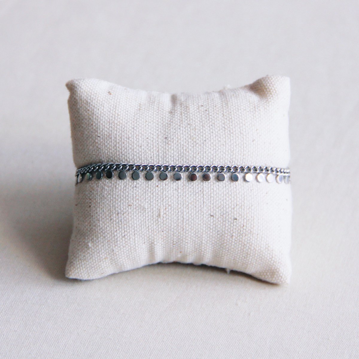 BAZOU Stalen schakelarmband met muntjes - zilver