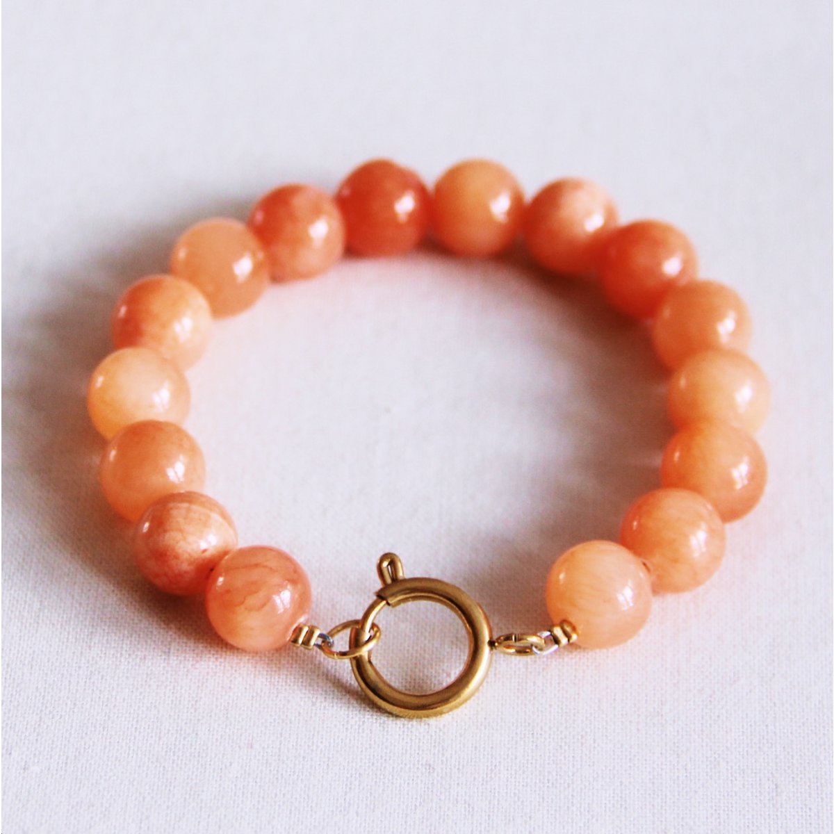 Natuursteen Bead Bracelet XL - Oranje