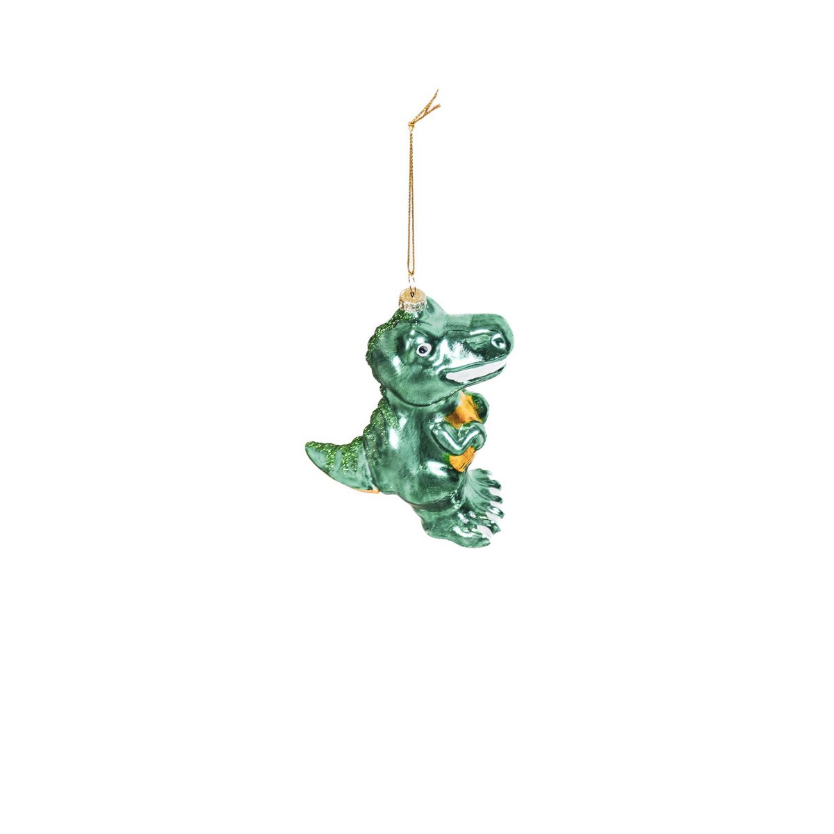 Kersthanger - Dino - Glas - Groen - 4,5x9,5x12,5cm