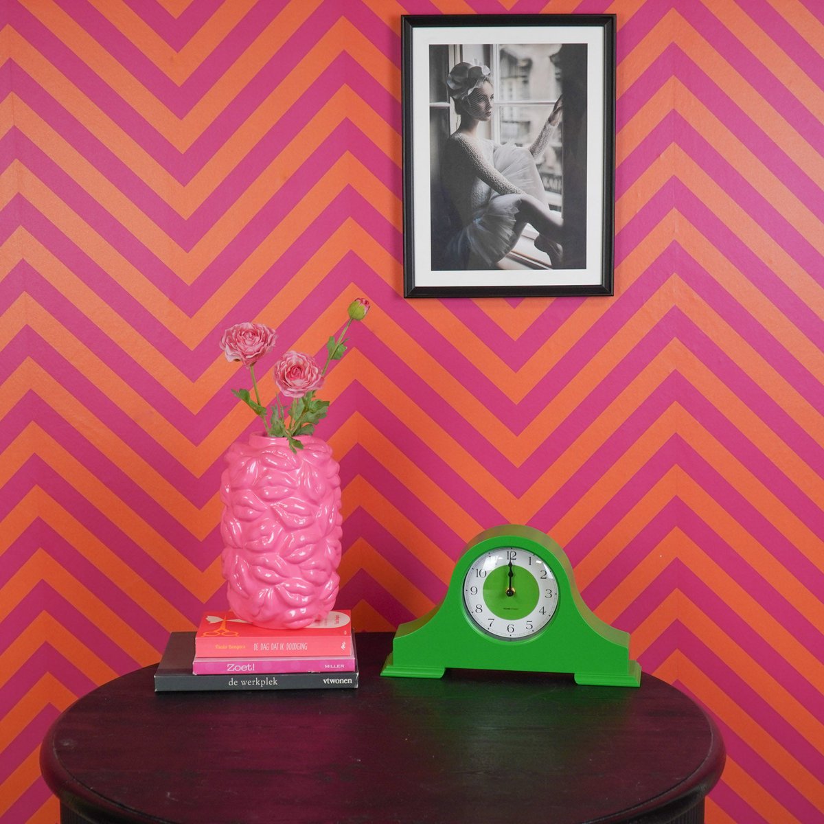 HOUSEVITAMIN Klok - mantel klok - groen - 36x8,5x20 cm