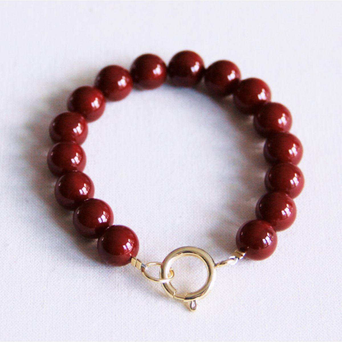 BAZOU Natuursteen kralen armband xl - bordeaux
