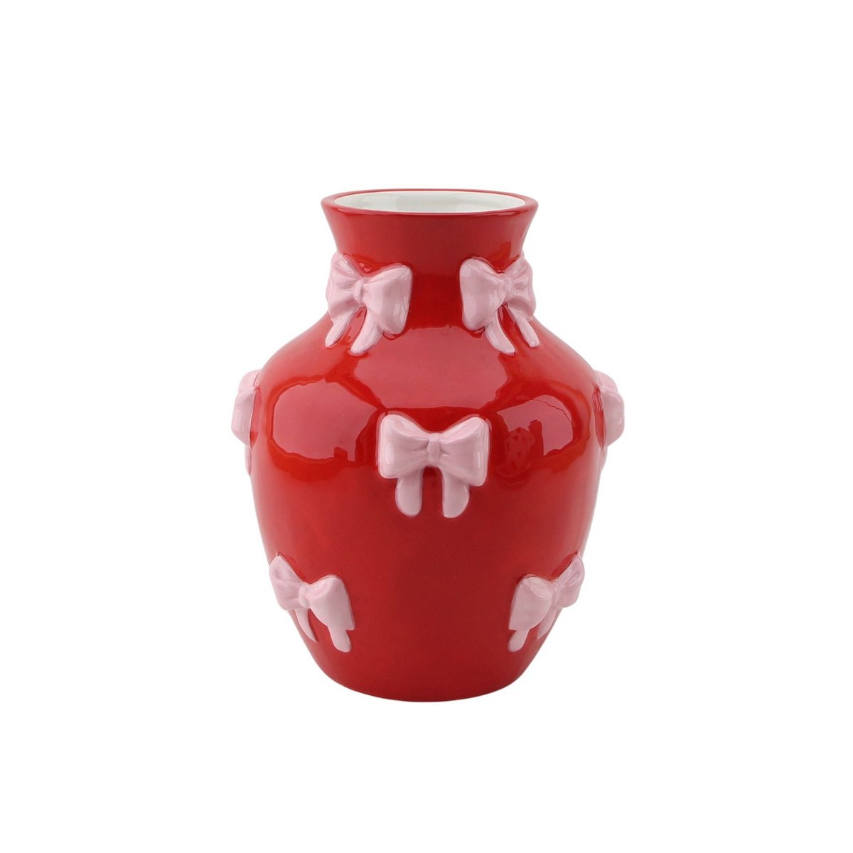 HOUSEVITAMIN Vaas - Bloemvaaslinten - rood/roze - 14x14x19cm