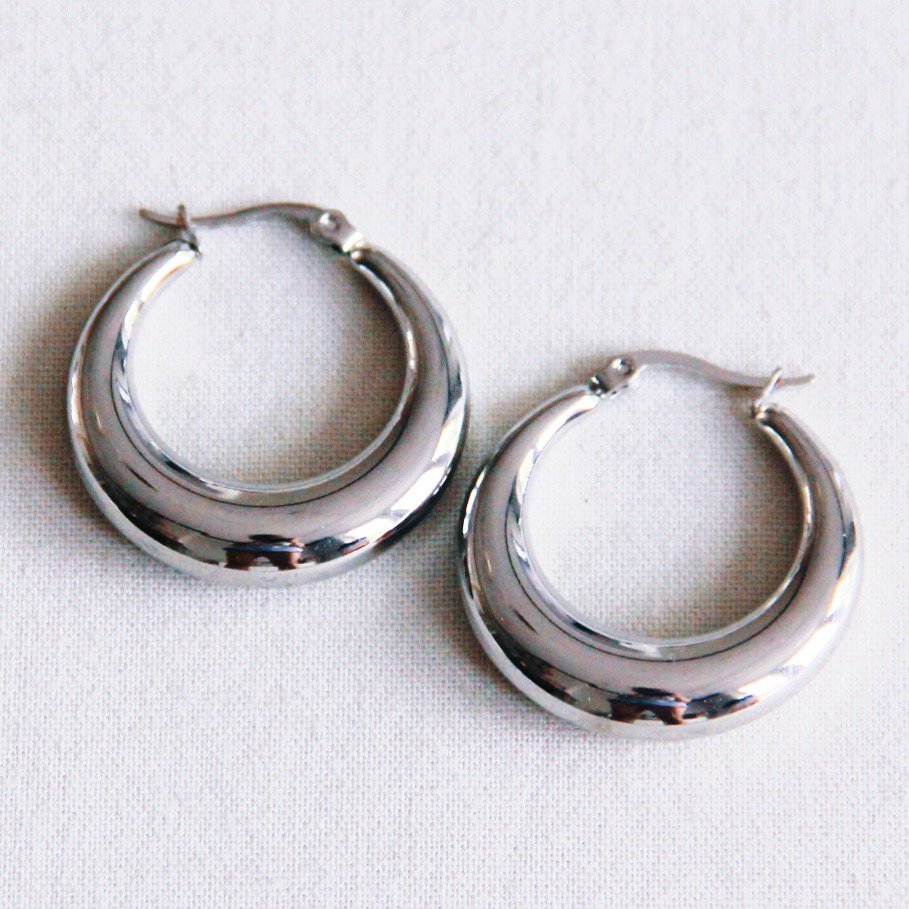 BAZOU creool 30mm “breed” – zilver