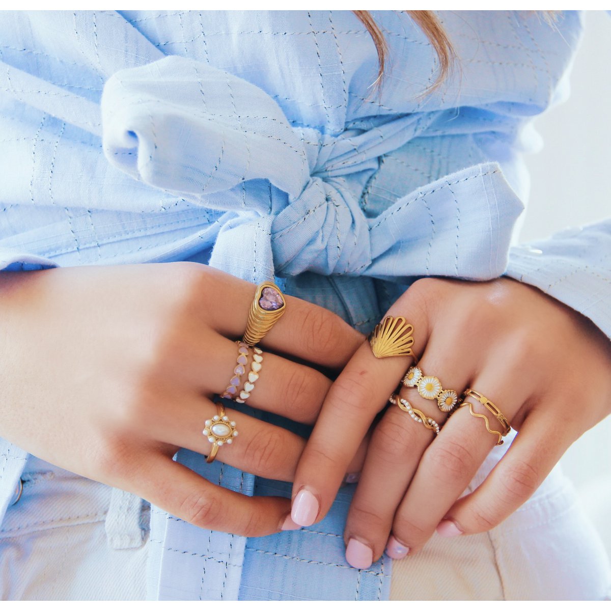 BAZOU minimalistische ring met hartje - goud