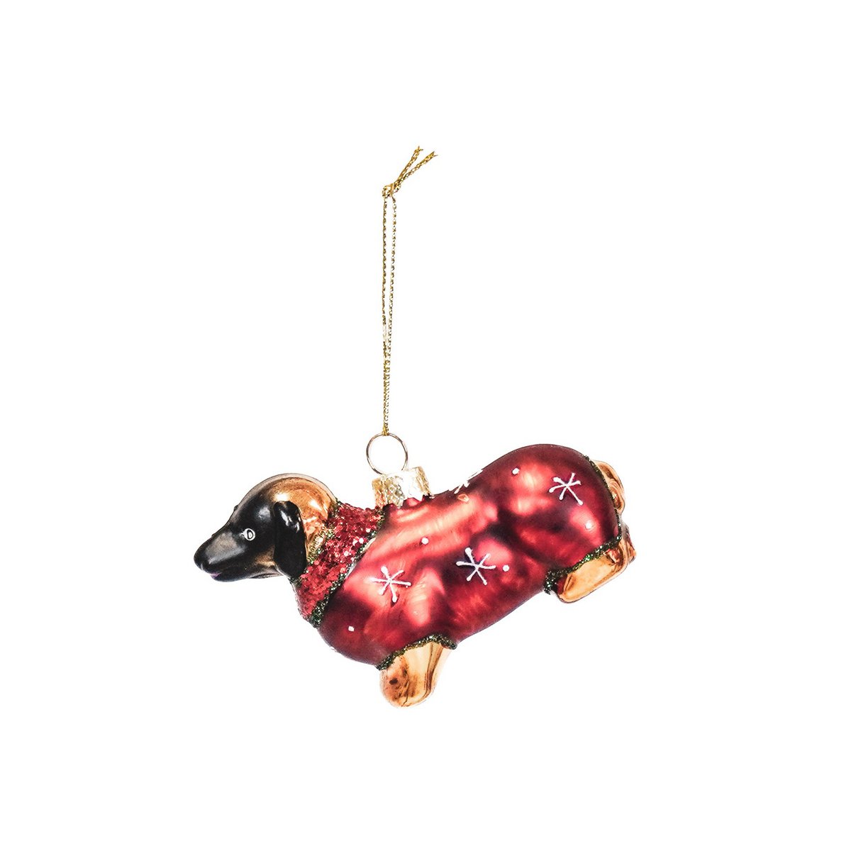 Kersthanger - Visgerei - Glas - Bruin/Rood - 9x3,5x6cm