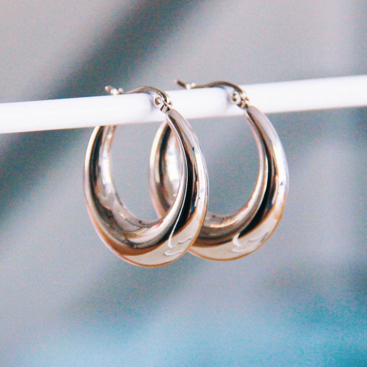 BAZOU creool 30mm “breed” – zilver