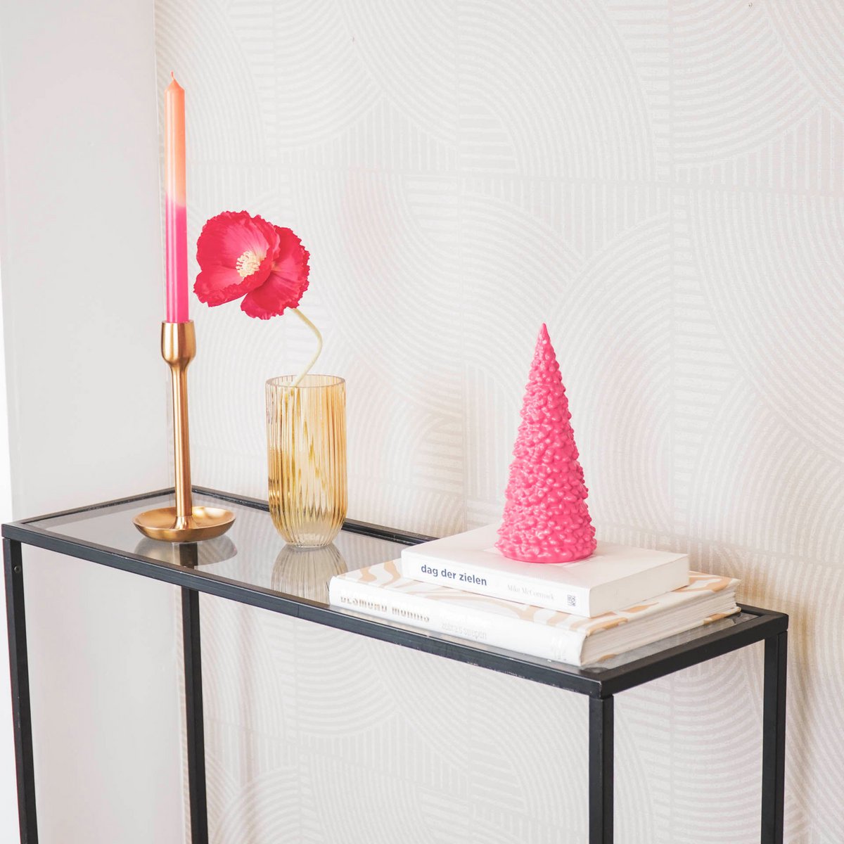 Ornament - Kerstboom - Keramiek - Neon Roze - 9x9x20cm