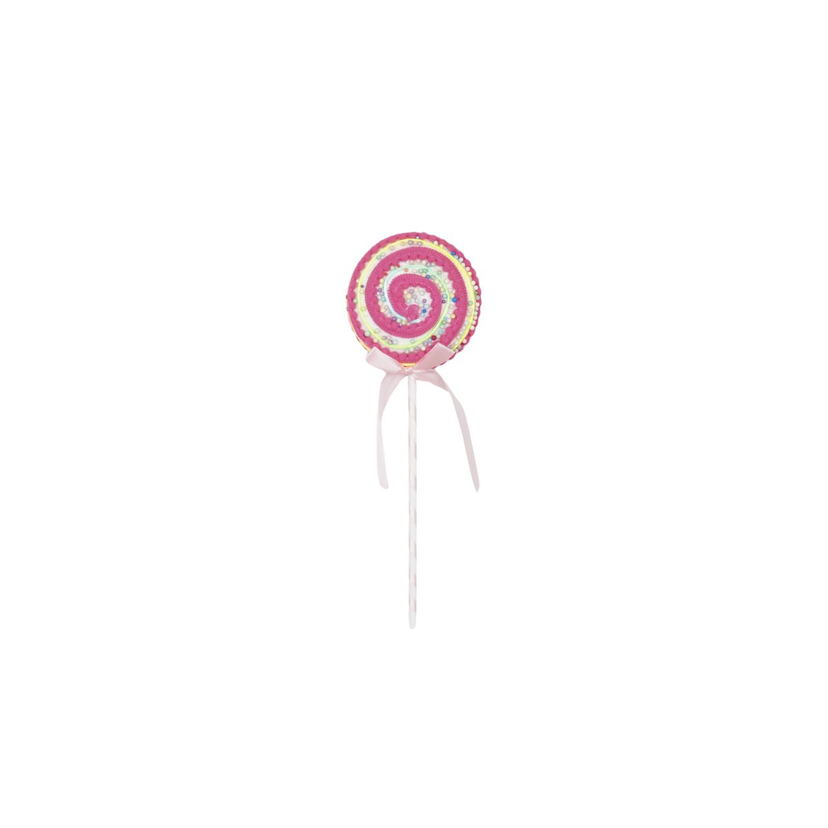 Decoratie - Lollipop- Schuim-Roze/ Geel met Disco-dip -10x