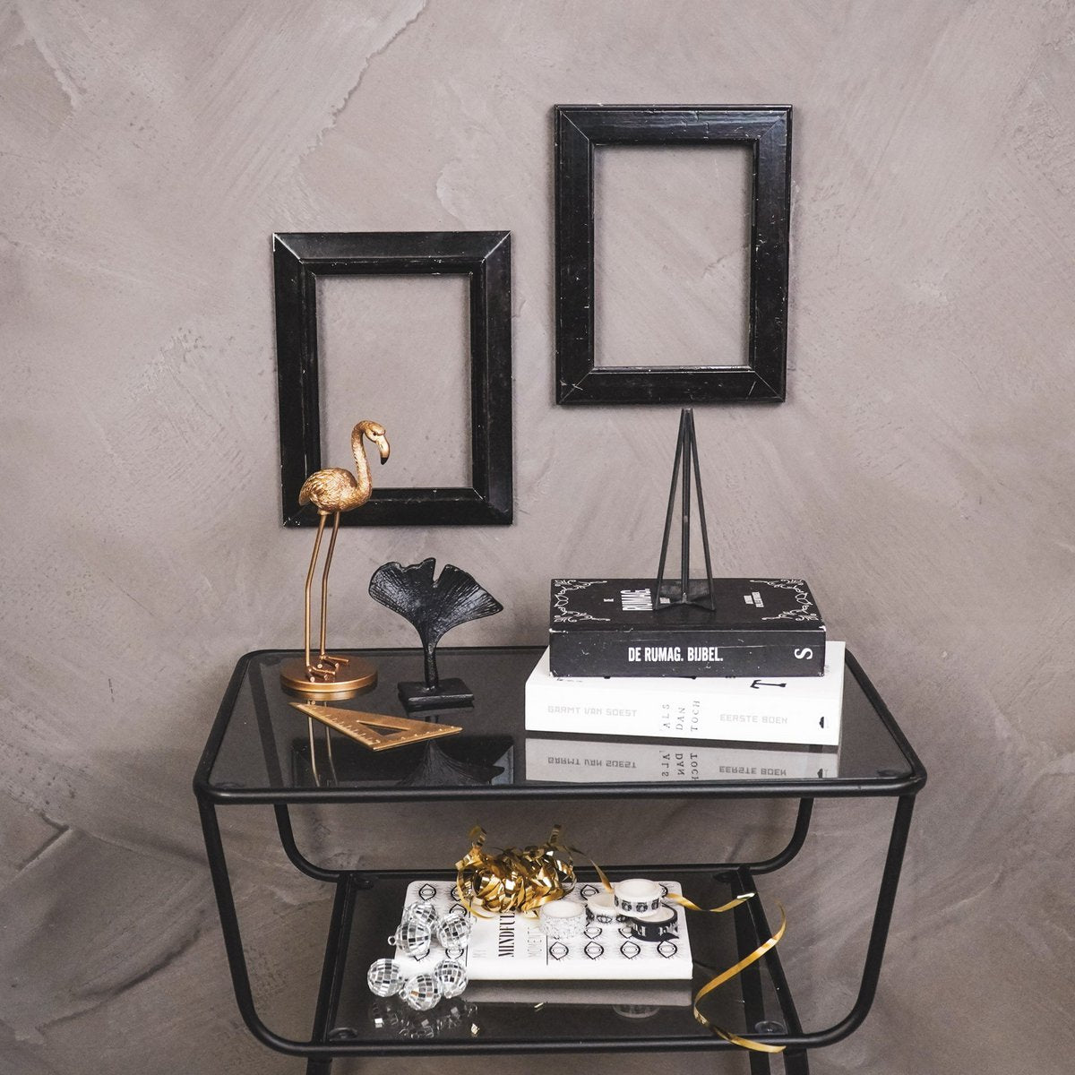 Kerstboom - Metaal/Glas - Zwart - 4,5x15cm