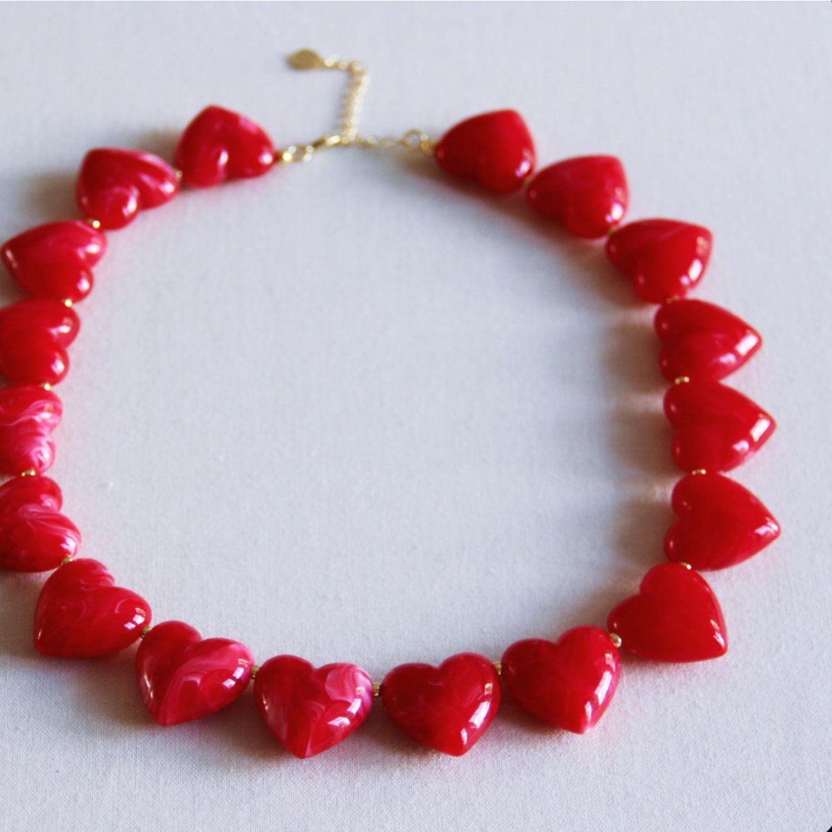 BAZOU XL Hart Bead ketting - Rood