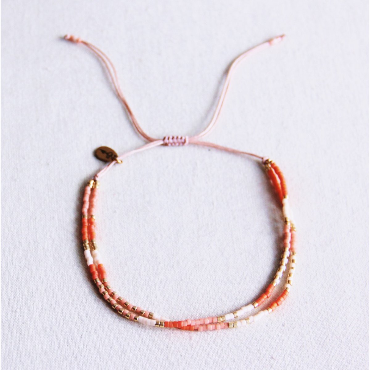 Double Miyuki Anklet - Oranje/zalm/naakt