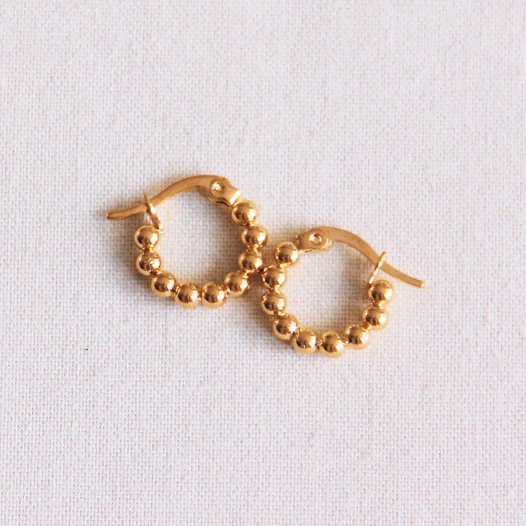 BAZOU creool 14mm "bolletjes" - goud - EA504