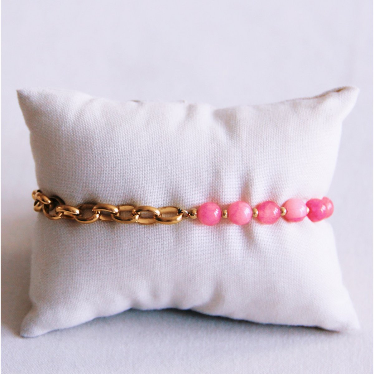 Grove kettingarmband met edelstenen - fuchsia