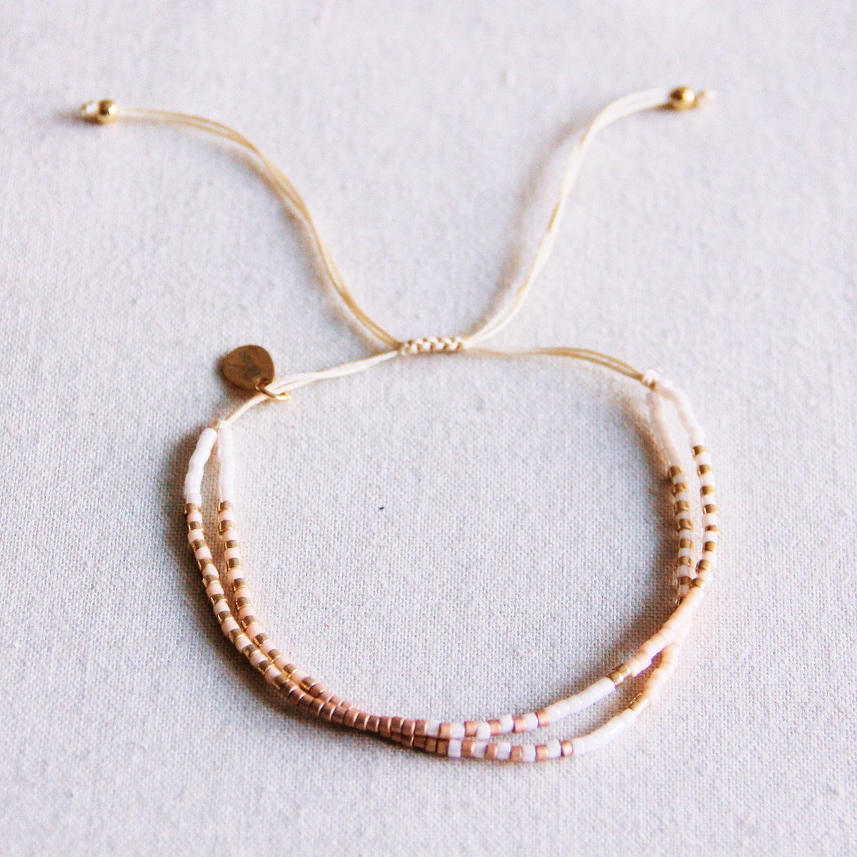 BAZOU Dubbele Miyuki -armband - naakt/wit/taupe
