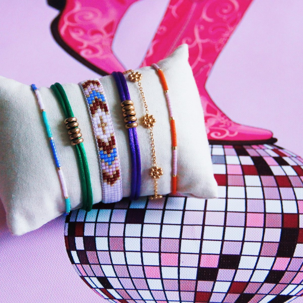 BAZOU Miyuki armband kleurblokkering - lila/mint/paars