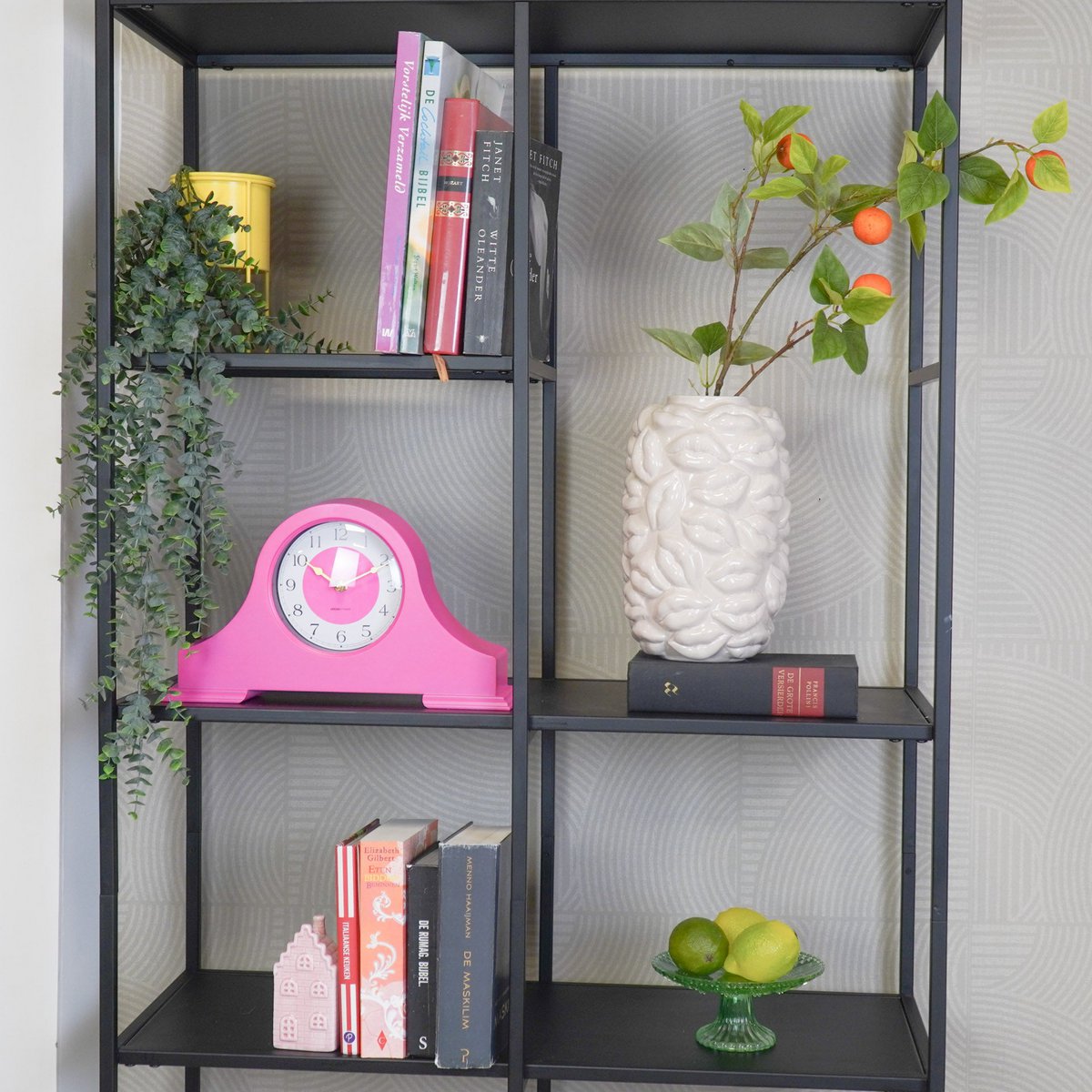 HOUSEVITAMIN Klok - mantel klok - neon roze - 36x8,5x20 cm