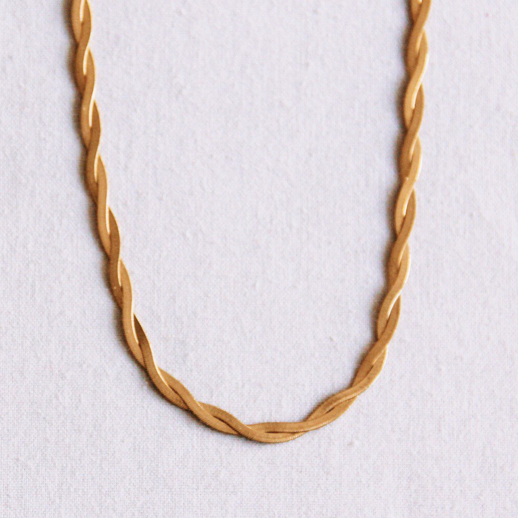 BAZOU Gevlochten "Snake" ketting - goudkleur