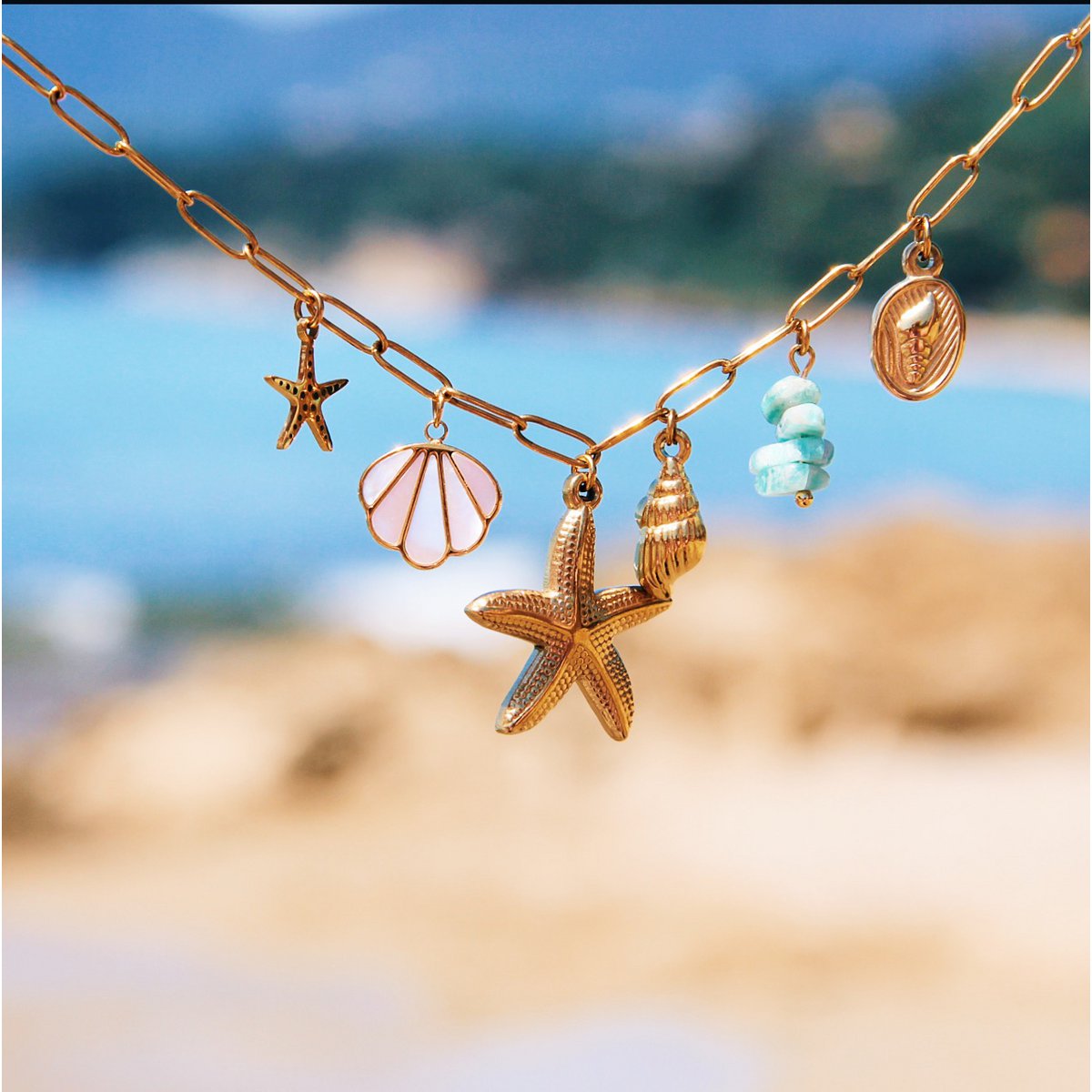 BAZOU RVS Charme ketting "Ocean Breeze"