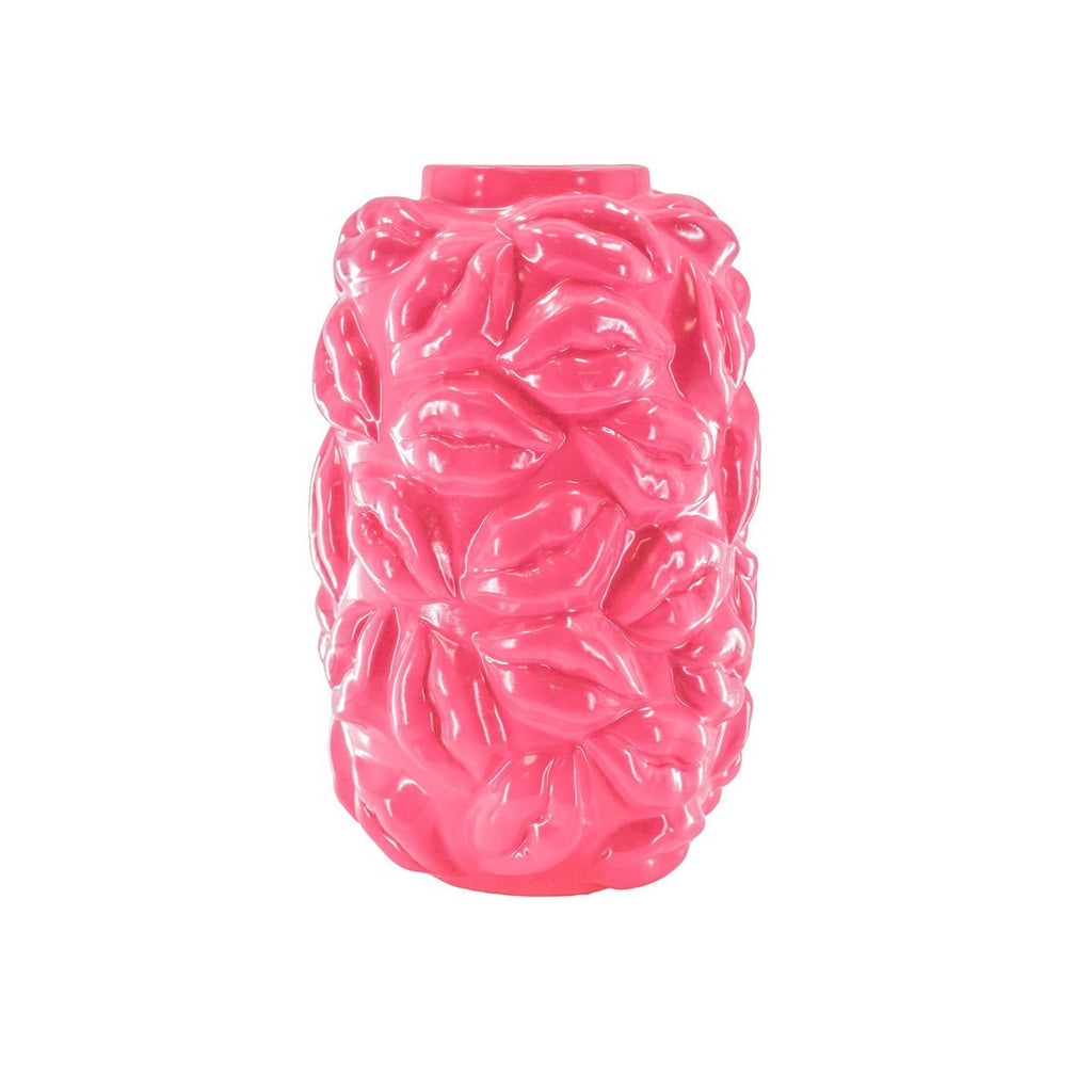 Vaas - Kisses - Keramiek - Neon Roze - 17x17x27cm