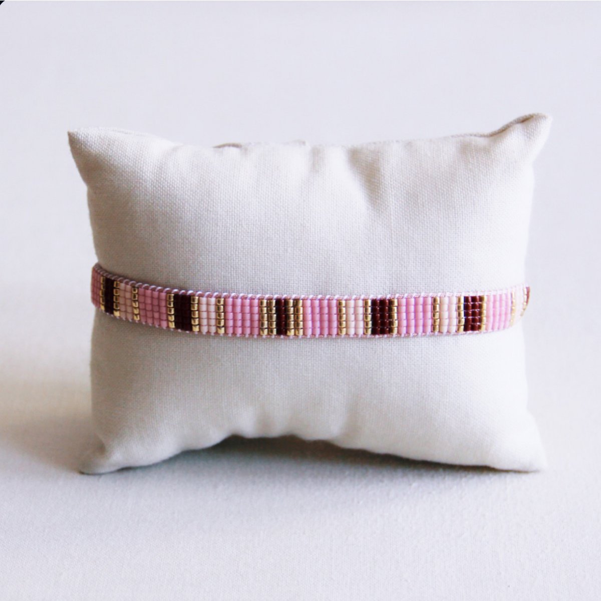 BAZOU Weven Bracelet Striped - naakt/roze/bruin