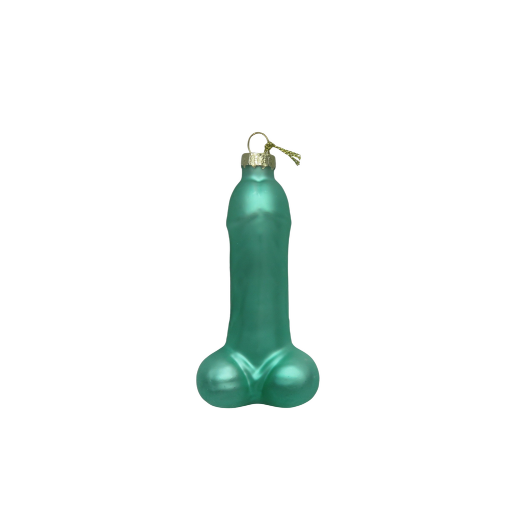 Kersthanger - Penis - Glas - Blauw - 3,5x6x10cm