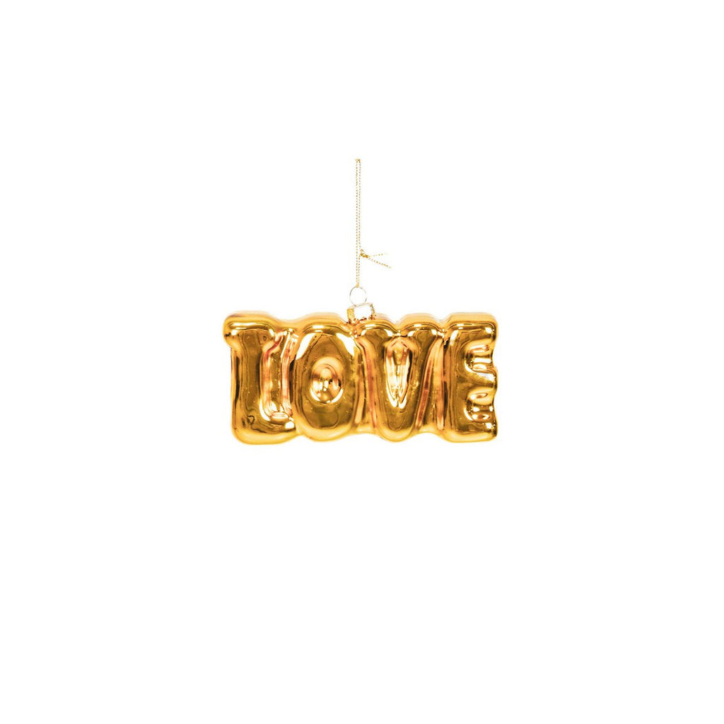 Ornament Kersthanger LOVE - Goud - Glas - 14,5x3,5x7cm