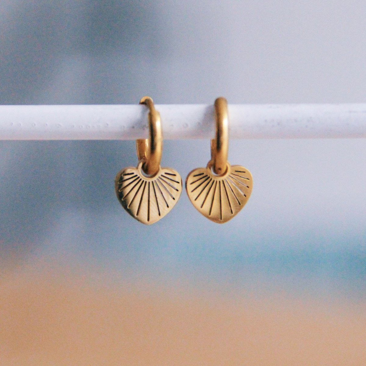 Bazou RVS creolen met fantasie hart - goud