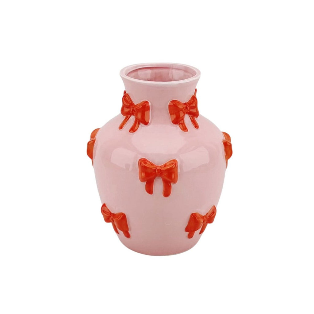 HOUSEVITAMIN Vaas - Bloemvaaslinten - roze/oranje - 14x14x19cm