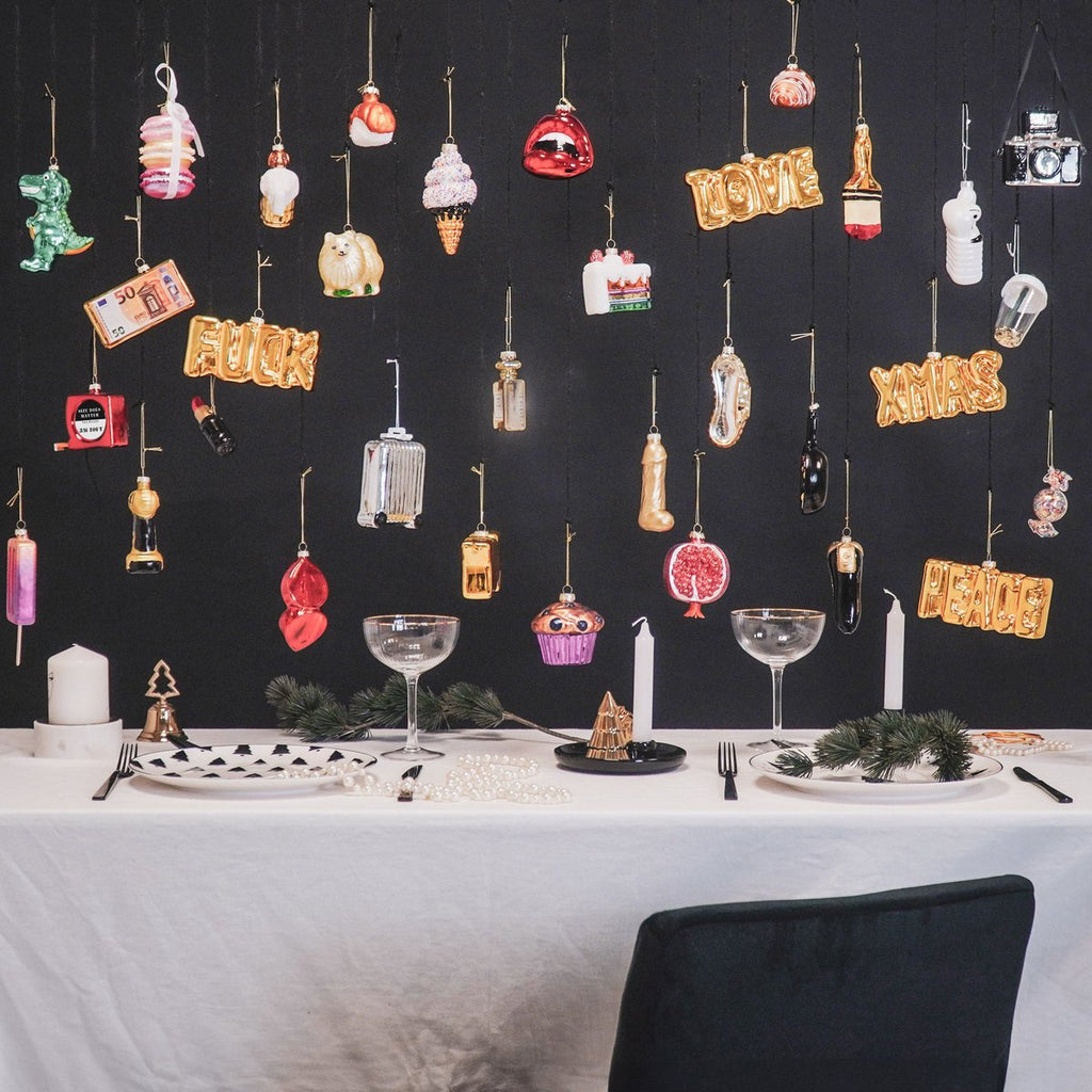 Kersthanger - Penis - Glas - Goud - 3,5x6x10,5cm