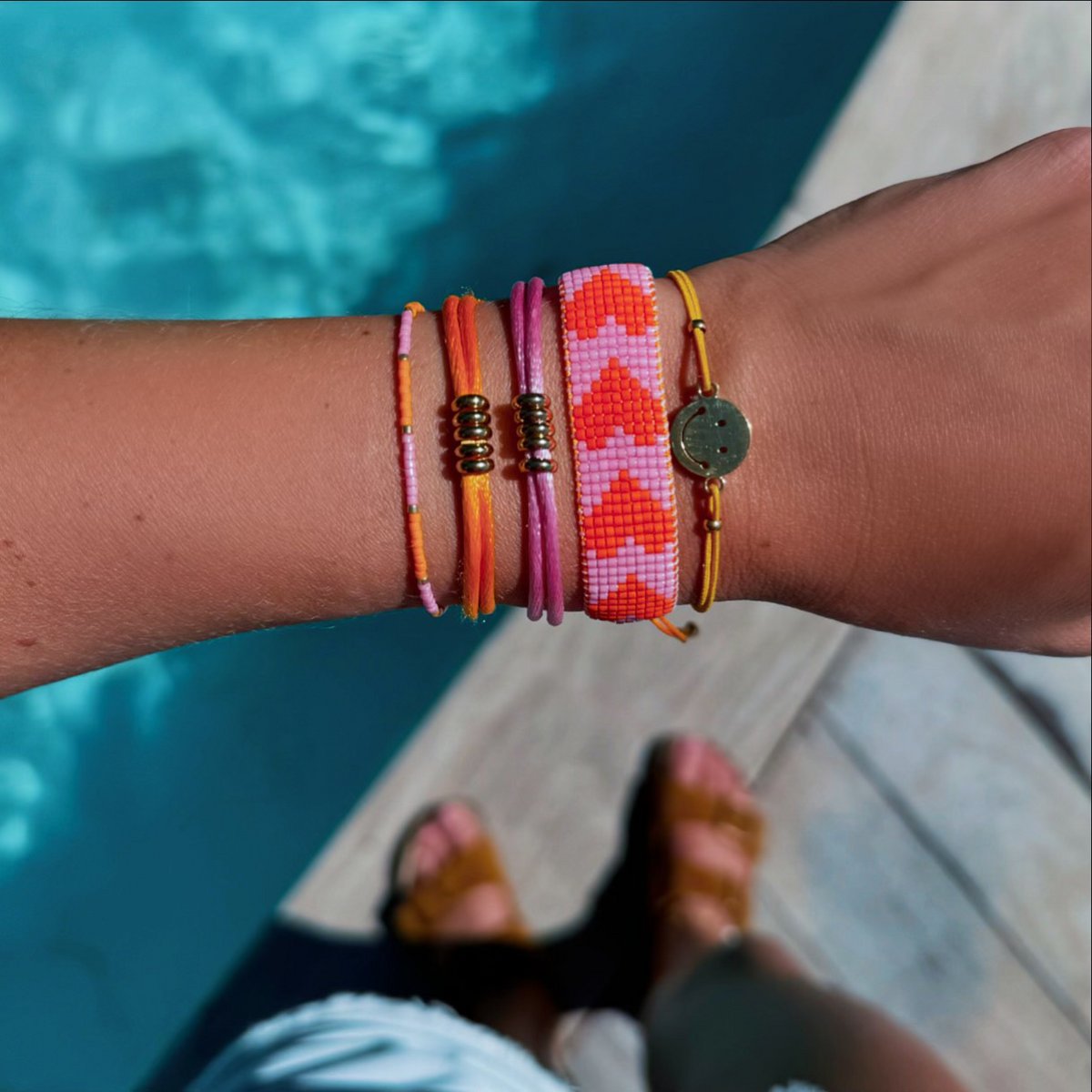 Miyuki armband colorblocking - lila/oranje