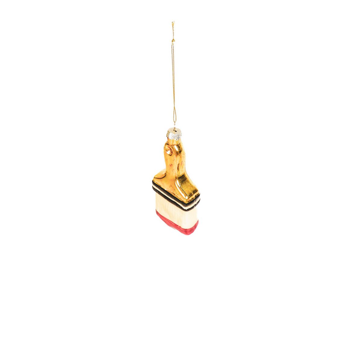 Kersthanger - Penseel - Glas - Goud/Rood - 5x2,5x12,5cm