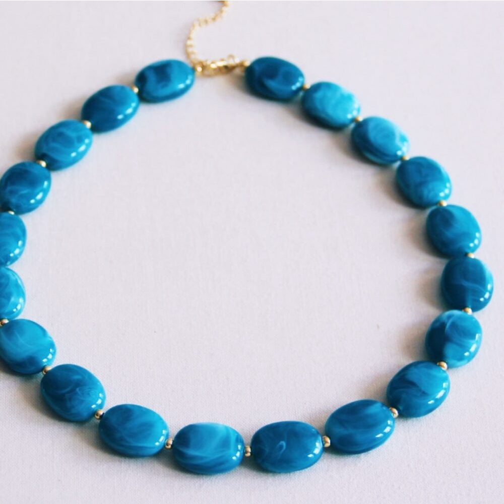 BAZOU Xl ovale kraal ketting - smaragd