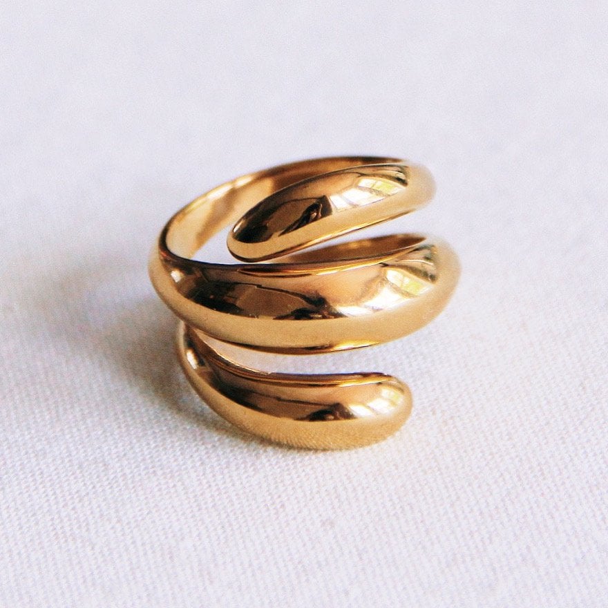 BAZOU RVS statement 'spiraal' ring - goud