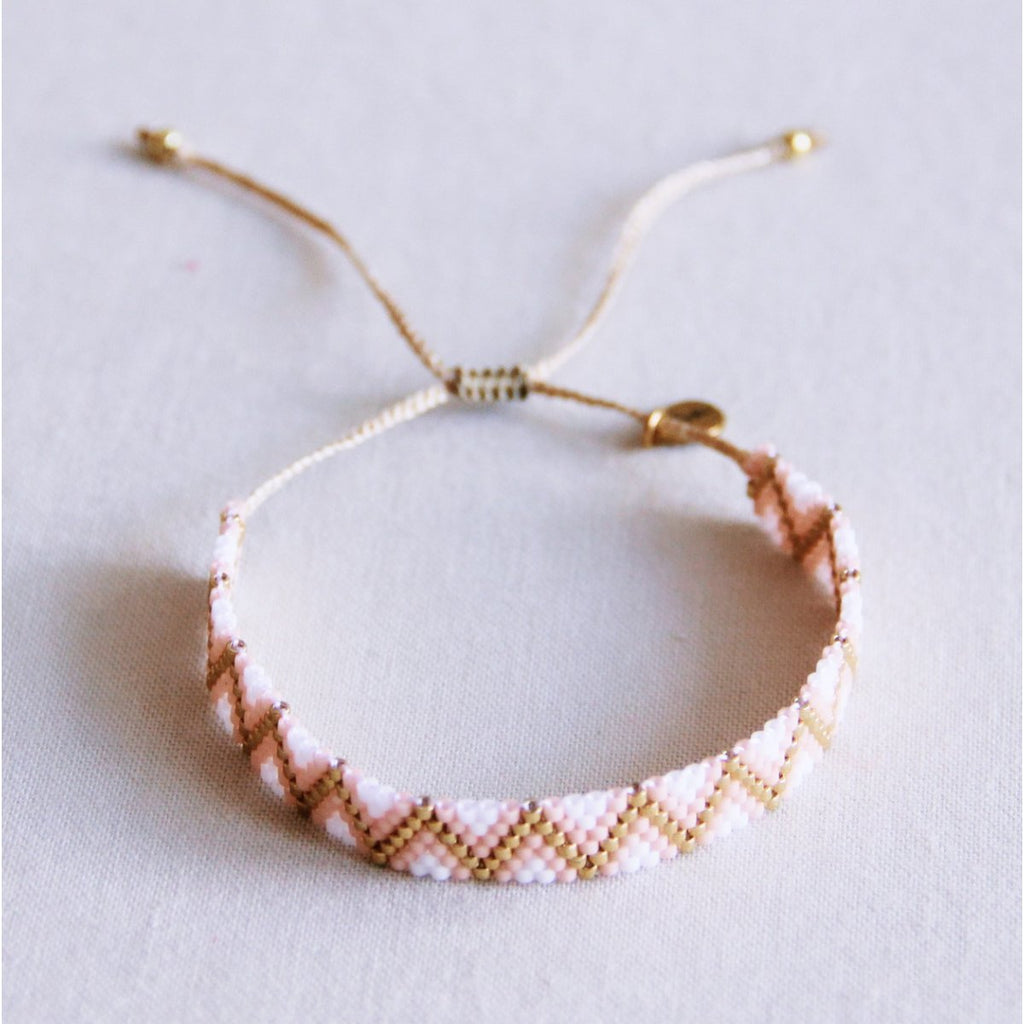 Weven Bracelet Zigzag - Wit/naakt