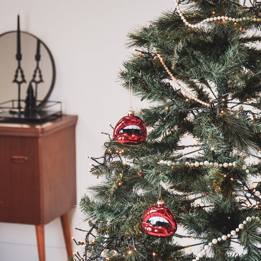 Kersthanger - Lip - Glas - Rood - 8,5x3,5x8,5cm