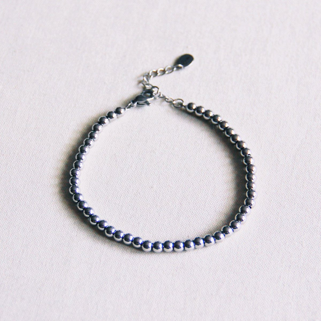 BAZOU Stalen kralenarmband - zilver