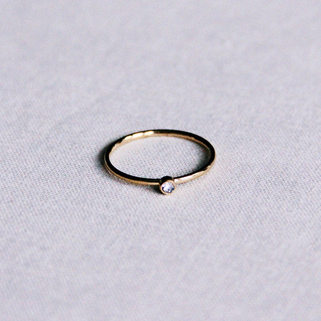 BAZOU Stalen minimalistische ring mini zirkonia – goud
