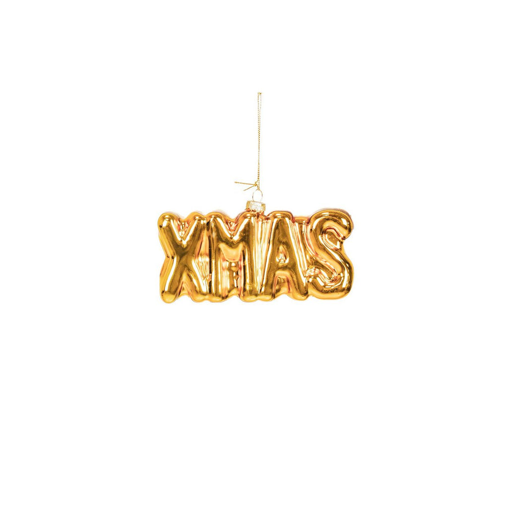 Ornament Kersthanger XMAS -Goud - Glas - 4,5x3,5x7,5cm