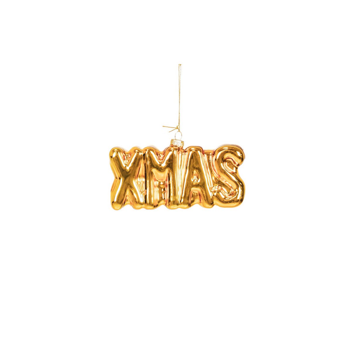 Ornament Kersthanger XMAS -Goud - Glas - 4,5x3,5x7,5cm