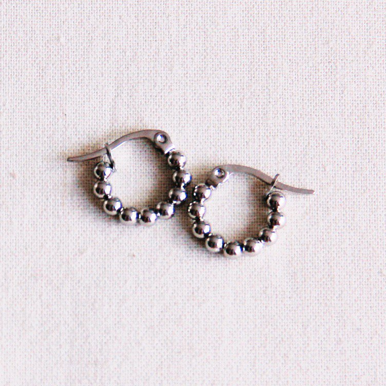 BAZOU RVS creool 14mm "bolletjes" - zilver - EA505