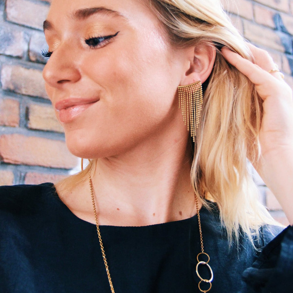 BAZOU Statement oorbel waterval 'ballchain'