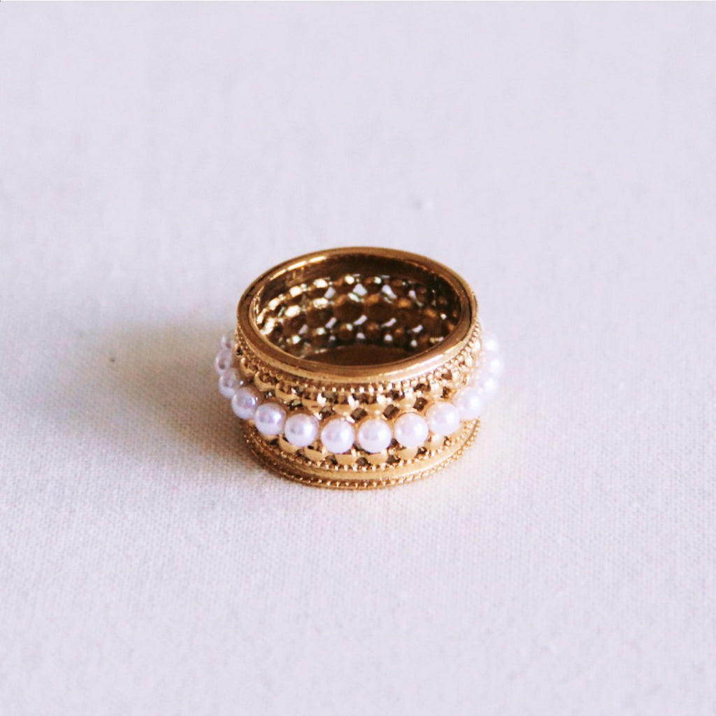 BAZOU Statement ring met mini pareltjes