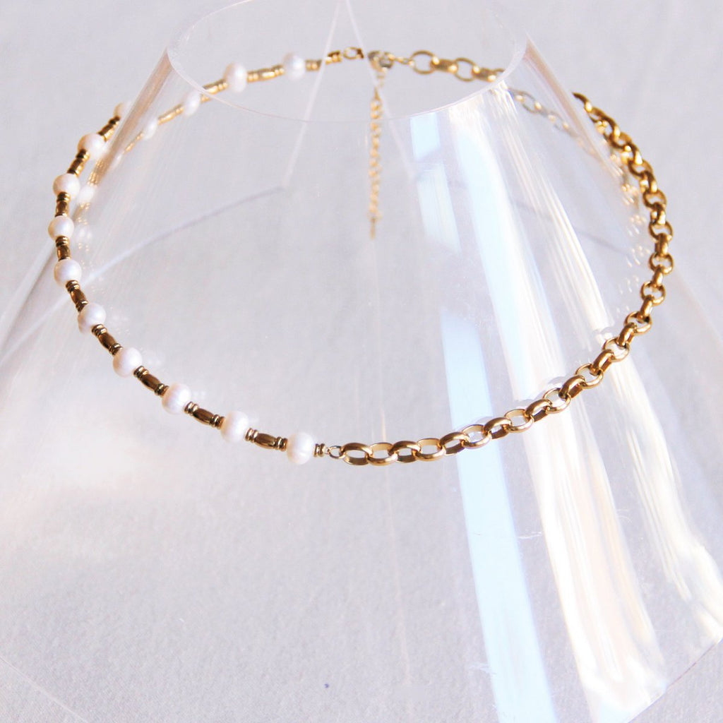 Grove schakelketting met parels