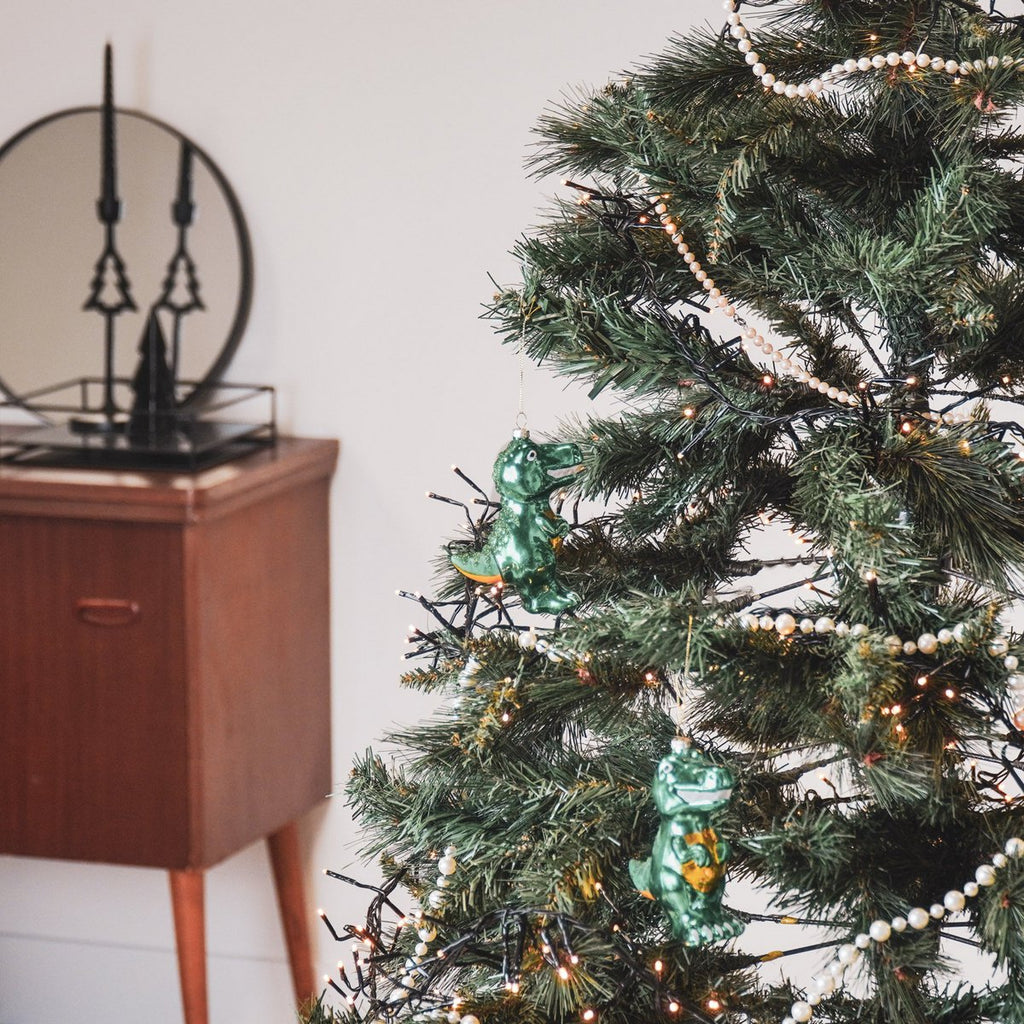 Kersthanger - Dino - Glas - Groen - 4,5x9,5x12,5cm