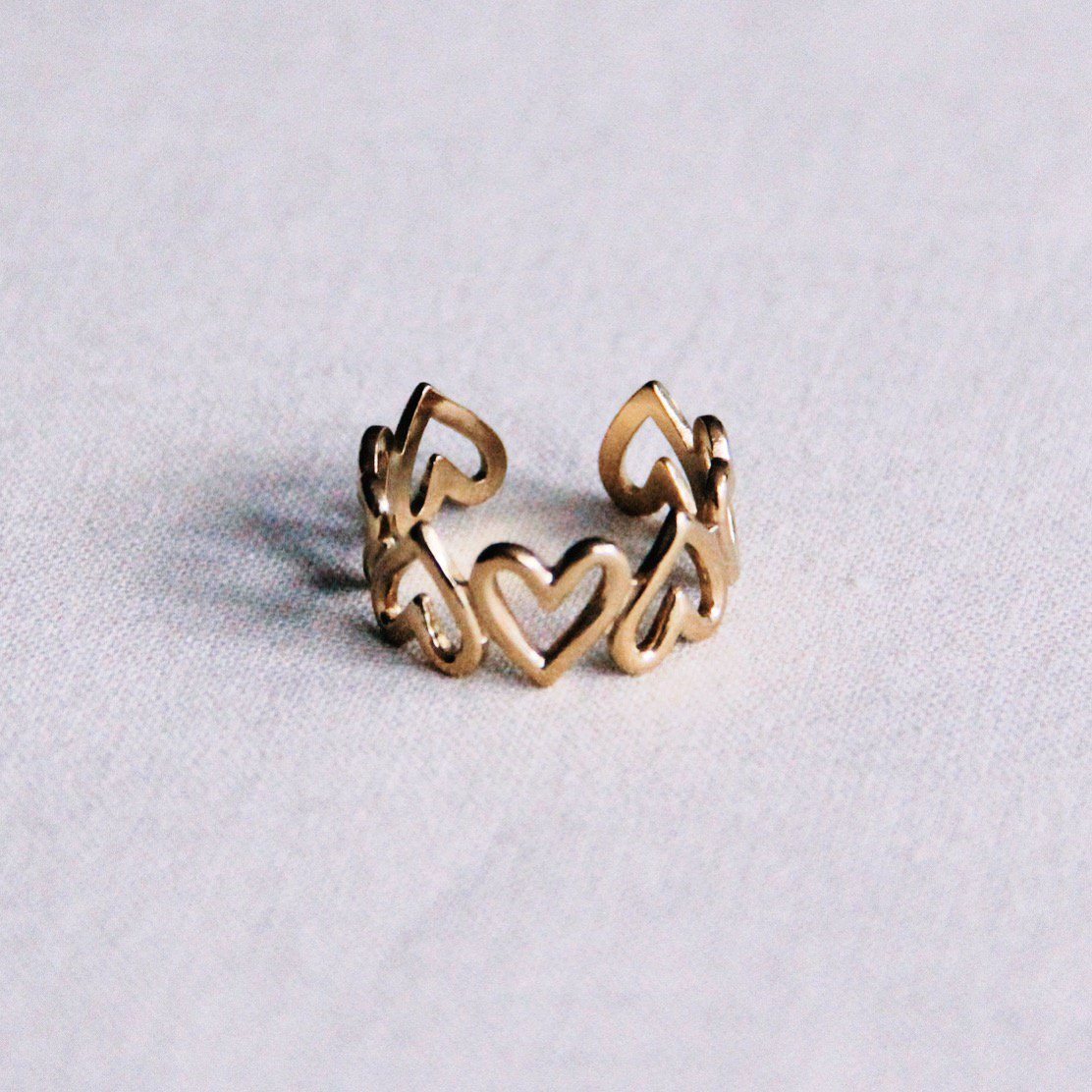 BAZOU RVS verstelbare ring met hart – goud