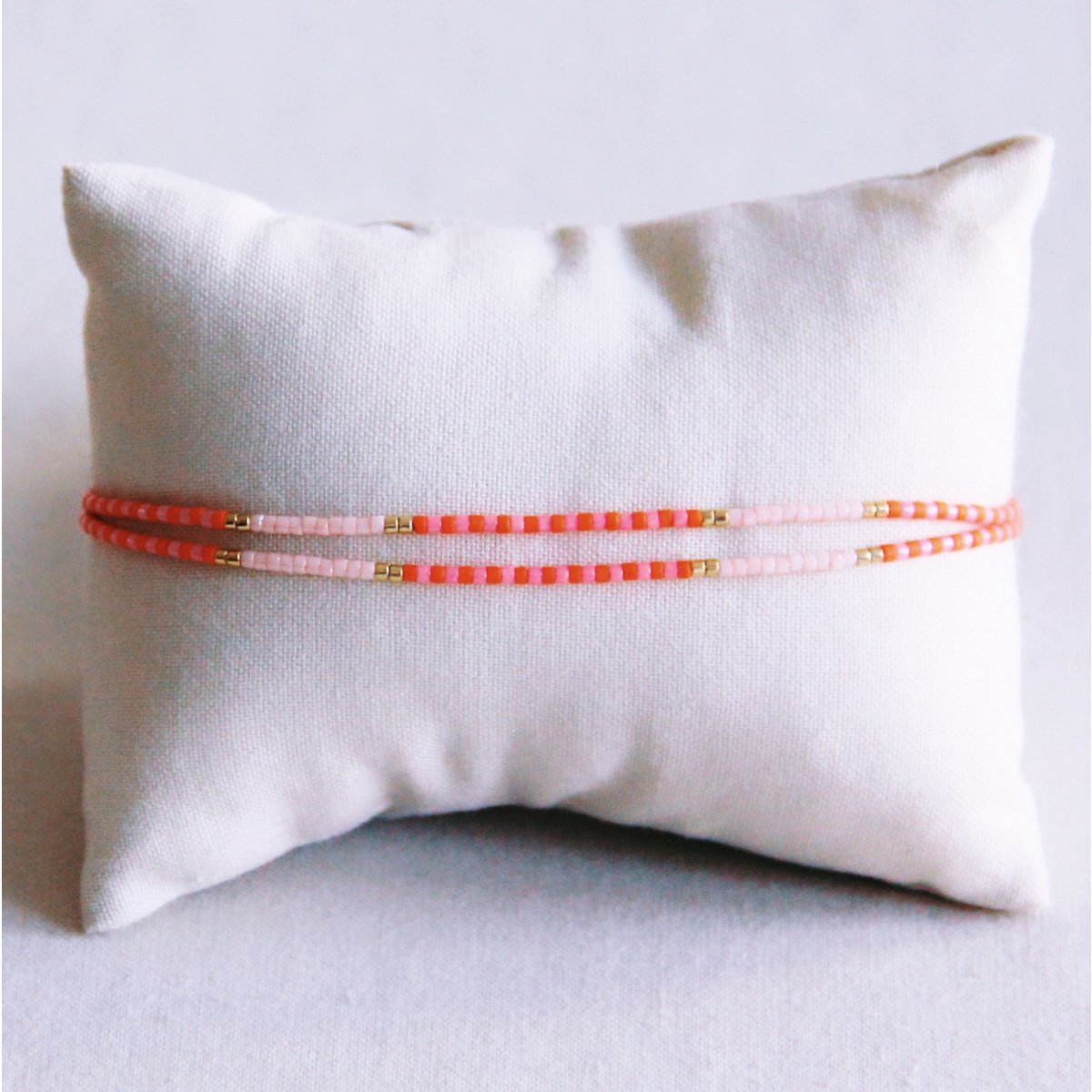 BAZOU Dubbele Miyuki -armband - Zalm/oranje/naakt