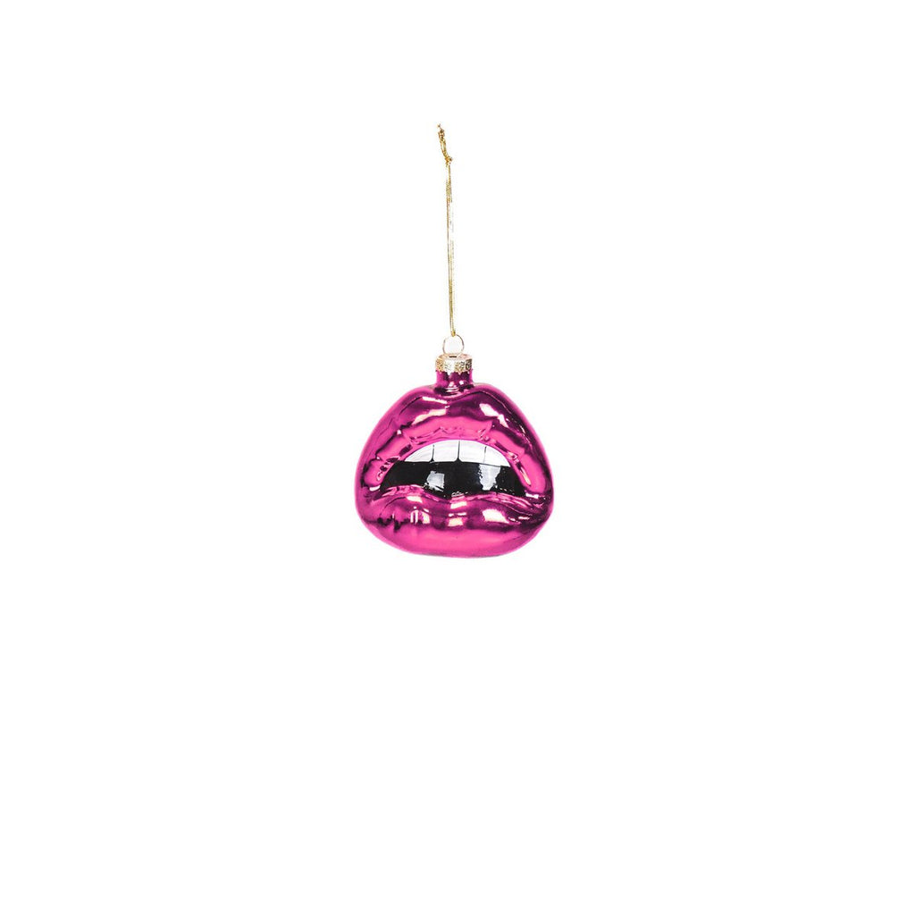 Ornament - Kersthanger - Lip - Glas - Roze - 8,5x3,5x8,5cm