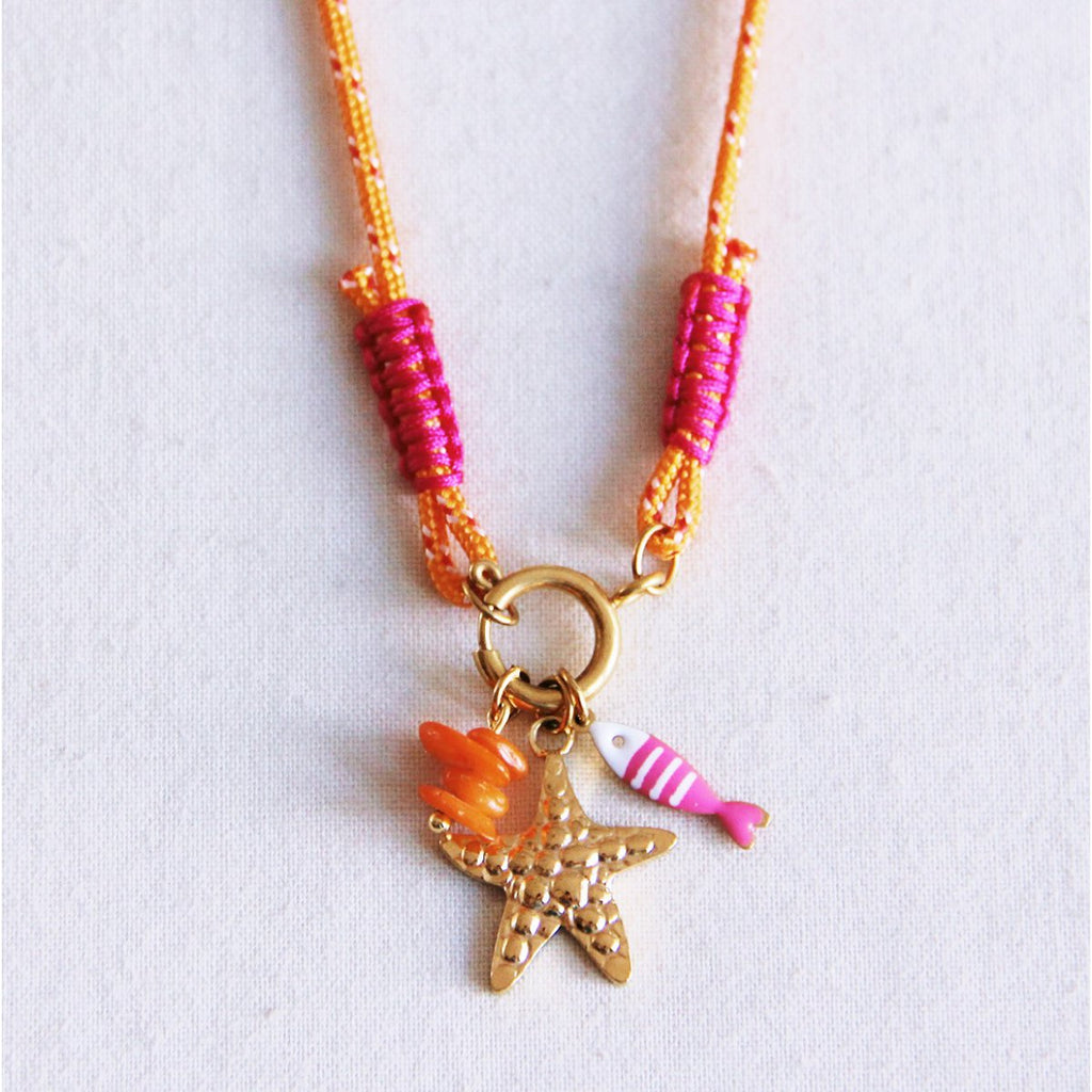 BAZOU RVS Surfketting met charmes - oranje/roze