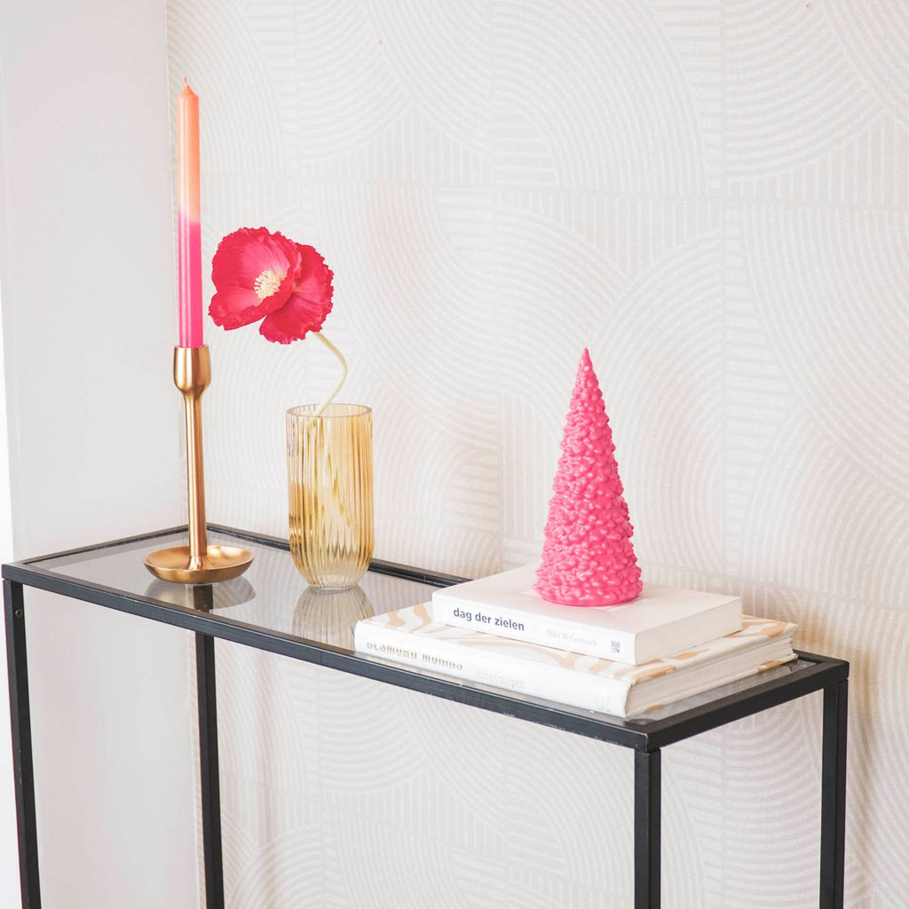 Ornament - Kerstboom - Keramiek - Neon Roze - 9x9x20cm